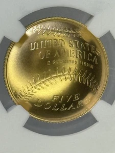 2014-W Baseball Hall of Fame $5 NGC MS 70 Gold Modern Commemorative - Picture 1 of 9