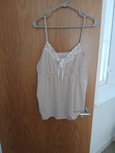 Papaya beige/white striped vest top size 20 - Picture 1 of 3