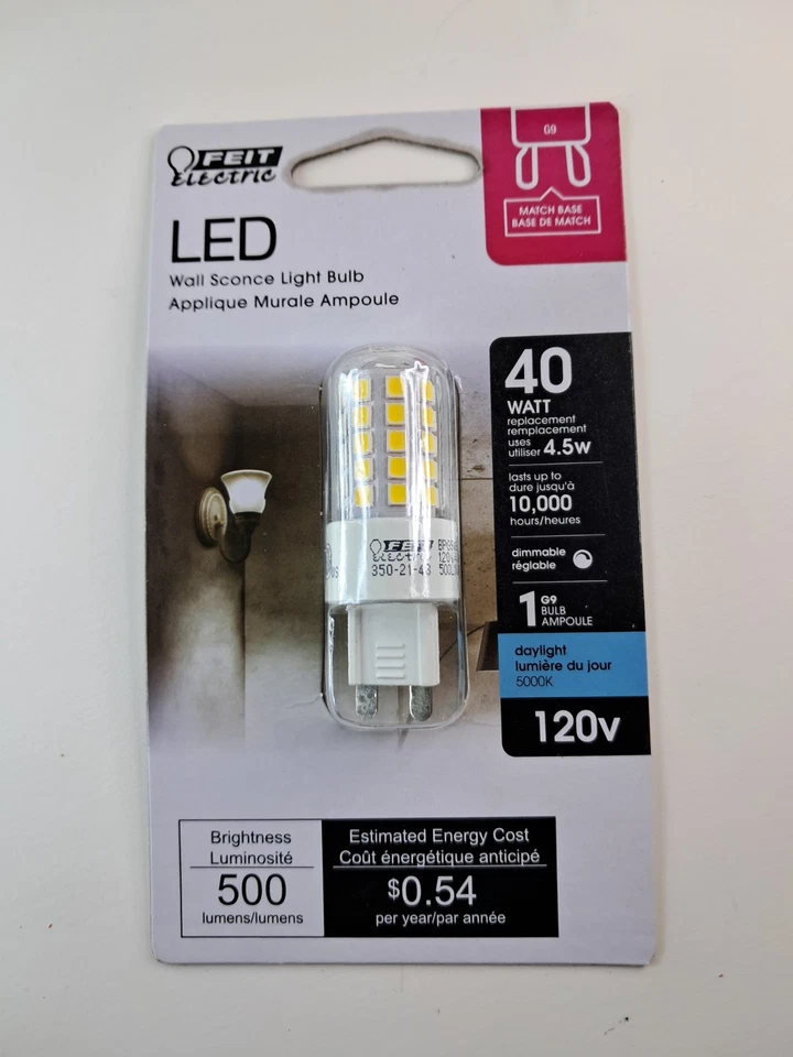 Feit LED Wall Scone Light Bulb 40w daylight 120v dimmable 500 Lumens - Image 1 of 1