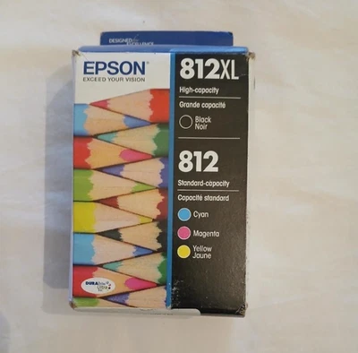 New Genuine Epson 812XL Black & 812 Color Inks 4 Pack Combo Set OEM FRESH 5/2027 - Image 1 of 4