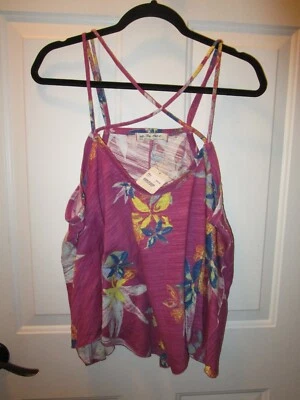 CAMI FREE PEOPLE WE THE FREE HEY GIRL ROXO FLORAL FLUIDO TAMANHO MÉDIO NOVO - Imagem 1 de 4