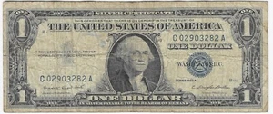 $1 DOLLAR 1957-A ONE DOLLAR BILL BLUE SEAL SILVER CERTIFICATE Circulated - Picture 1 of 2