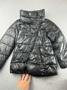 GAP KIDS Jacket Girls MEDIUM 8 Black Puffer Full Zip Hooded - Picture 1 of 6