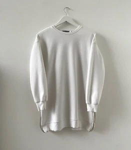 Mint Velvet Womens Jumper Sz S Oversized White Pullover Gold Zip Seam Longline - Picture 1 of 13