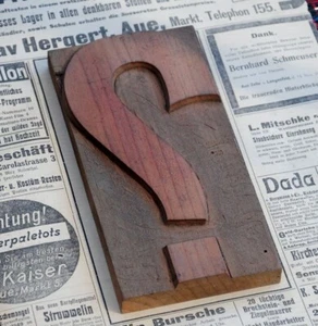 huge "?" QUESTION MARK letterpress wooden printing block Art Nouveau wood type . - Picture 1 of 2