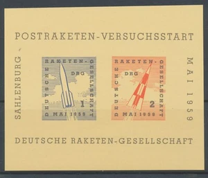 BUNDESREPUBLIK 1959 Postraketen-Versuchsstart Deutsche Raketen-Gesell SAHLENBURG - Bild 1 von 1