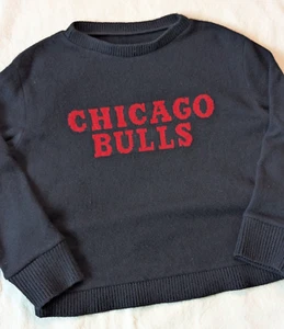 The Elder Statesman 100 % Kaschmir schwarz Chicago Bulls Strickpullover Large USA verrückt - Bild 1 von 10