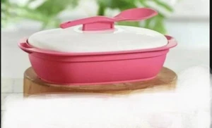 TUPPERWARE LEGACY LARGE RICE, Casserole And More Serving Dish + Lid & Ladle PINK - Picture 1 of 2