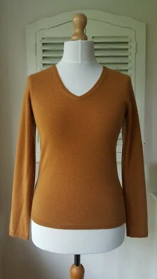 BNWT John Lewis Mustard 100% Cashmere V Neck Jumper (8) - Image 1 of 4