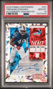 (2) 2018 Contenders Cracked Ice Auto Tremaine Edmunds /24 PSA 10 & 9 Variation - Picture 1 of 4