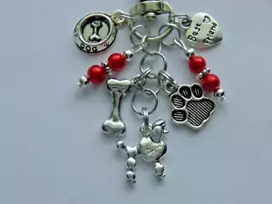 POODLE DOG BEST FRIEND PAW PRINT KEY CHAIN CLIP FOR PURSE FOB BACKPACK BAG CHARM - Picture 1 of 3