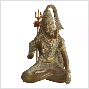 Sitzender Shiva Messing kaffeebraun antik 30cm 4,5kg Nataraja Natraj Shiwa - Picture 1 of 3