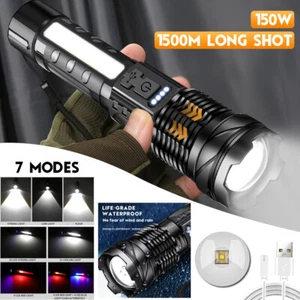 10000000LM 150W Super Bright LED Zoom Flashlight Tactical Torch USB Rechargeable - Picture 1 of 15
