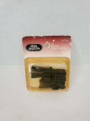 Vintage New Vidal Sassoon 100 Black Metal Hair Pins Sealed New Old Stock 17106 - Image 1 of 2