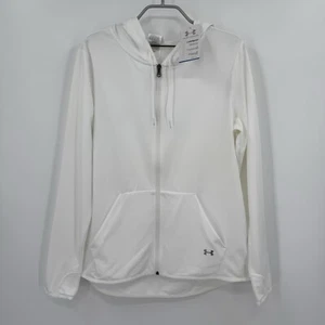 Under Armour Cold Gear Full Zip Hooded Jacket sz L Women's in White Fleece Lined - Picture 1 of 8