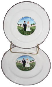 Set of 2 Villeroy & Boch “Naif Wedding” Salad / dessert / Cake Plates 8 1/4” - Picture 1 of 7