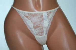 Ivory Floral Lace Thong that is Sheer Size 6/8 - Picture 1 of 2