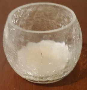 Clear Crackle Glass Votive Candle Holder – VGC – GREAT SMALLER SIZE – USED - Picture 1 of 5
