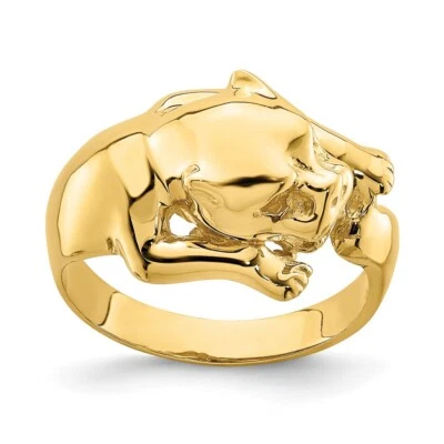 14k Yellow Gold Polished Jungle Cat Ring for Women Size 7 - Изображение 1 из 4
