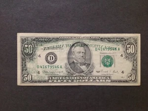 1990 double error note, back to front offset and black and green seal on back - Bild 1 von 6