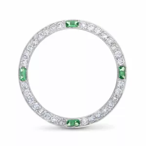 Set perline 1CT lunetta diamantata 18KW adatto a Rolex data, datejust, stampa con smeraldi - Foto 1 di 6