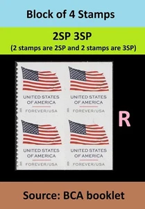 US 6021 Flag F 2SP 3SP block 4 R (from BCA booklet) MNH 2025 - Picture 1 of 3