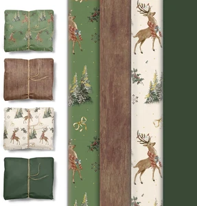 Wrapping Tissue Paper for Christmas Gift Bag,24 Sheets Green Tree with Animal Wr - Picture 1 of 9