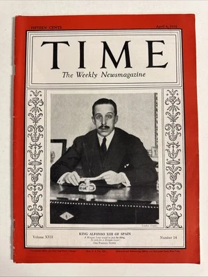 Time Magazine April 6, 1931 - King Alfonso XIII of Spain - Image 1 of 3