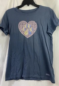 Life Is Good Shirt Damen mittelblau Tier Herz Grafik Crusher - Bild 1 von 3