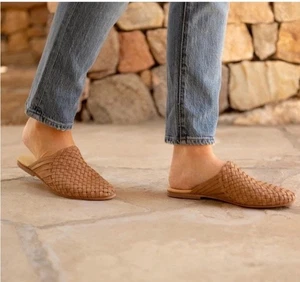 Nisolo Brandy Woven Leather Mules Minimalist Slide Tan Sz 11 Quiet Luxury Flats - Picture 1 of 11