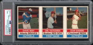 PSA 9 MINT 1976 HOSTESS PANEL DAVE MAY / CARL YASTRZEMSKI / CESAR GERONIMO YAZ - Imagen 1 de 2