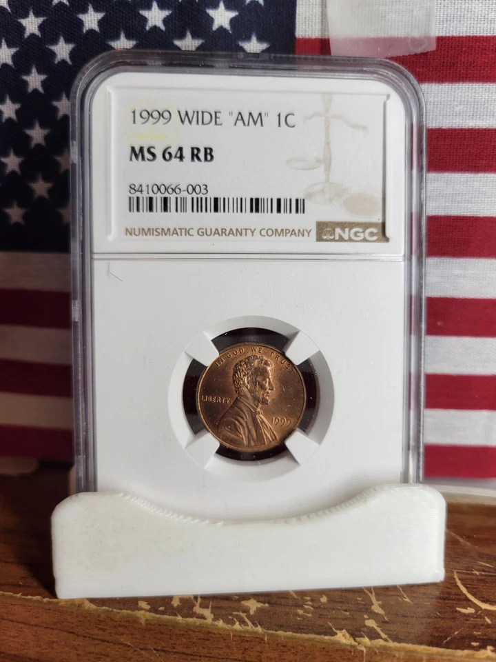 1999-P Lincoln Memorial Cent  ""Wide AM"" **Graded NGC As MS 64 RB**  Great Slab - Image 1 of 4