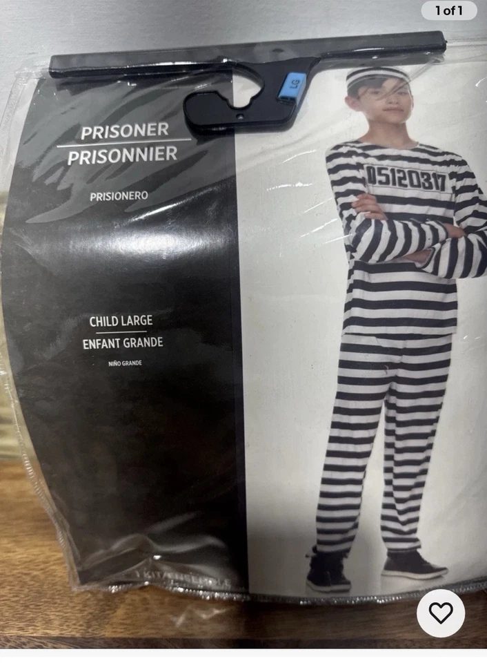 Child Prisoner Boy Costume Convict Child Costume Size Large - Image 1 of 2