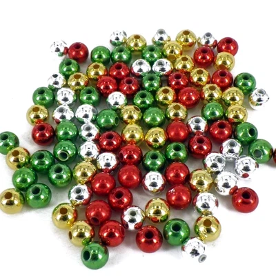 4mm Christmas Red Green Gold Silver Pearls 160 Beads Craft  making - Image 1 of 4