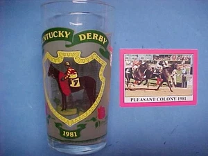 1981 Kentucky Derby Glass & Rare Star Card Pleasant Colony #107.Both Mint - Bild 1 von 2