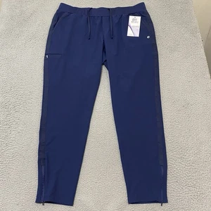 Barco One Scrub Pants Women's XL Indigo 5 Pocket Knit Waist Zip Taper NEW - Picture 1 of 22