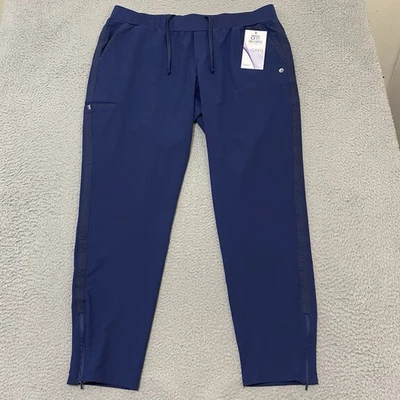 Barco One Scrub Pants Women's XL Indigo 5 Pocket Knit Waist Zip Taper NEW - Image 1 of 4