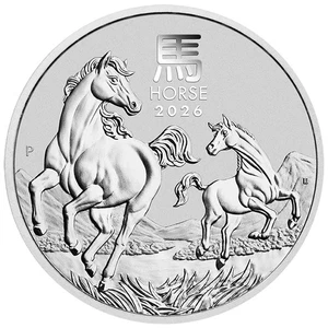 2026 Australia Lunar Series III Year of the Horse 5 oz Silver BU Coin - Picture 1 of 4