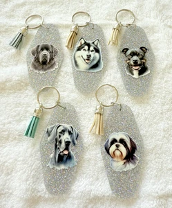 Handmade Dog Breed Keychain with Tassel-Multiple Breeds Available-Dog Lover Gift - Picture 1 of 12