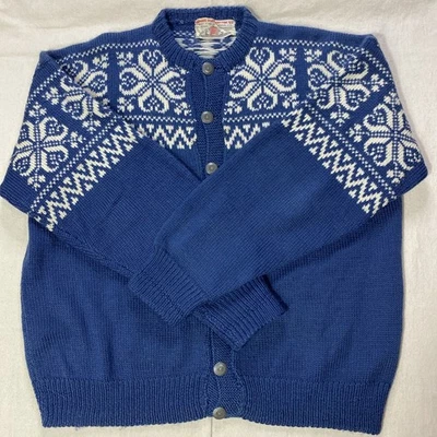 Vintage Telemark Style Skjaeveland Fair Isle Norwegian Wool Cardigan Sweater XL - Image 1 of 4