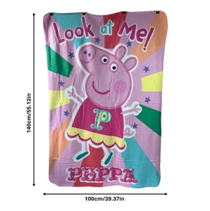 Girls Kids Peppa Pig Soft Fleece Bed Blanket Bedding Character Throw - Picture 1 of 6