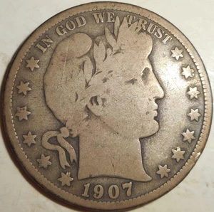 Barber Half Dollar 1907-D, Nachlassauktion, KOSTENLOSER VERSAND - Bild 1 von 2