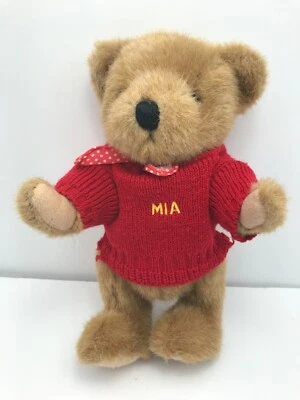 Oso de Peluche MIA De Colección Totalmente Articulado Cabeza Brazos Piernas Suéter Pajarita Foto 1 de 4