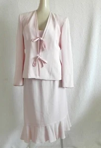 Juliana Collezione 3PC Suit Silk Light Pink Blazer/Midi Skirt/Sleeveless Top 6 - Picture 1 of 10