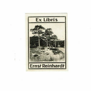 Ex Libris - Ernst Reinhardt Dokument Grafik Bibliothek Bäume Wiese Natur - Picture 1 of 1