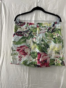 G H Bass Womens Skirt Hawaiin Floral Travel Beach Short Sleeve Pp% Cotton Size 2 - Picture 1 of 10