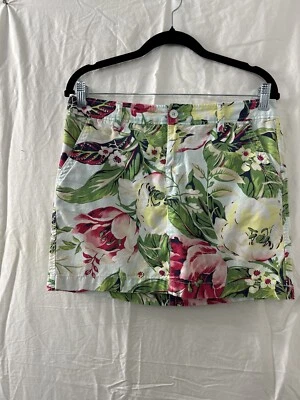 G H Bass Womens Skirt Hawaiin Floral Travel Beach Short Sleeve Pp% Cotton Size 2 - Image 1 of 4