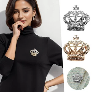 Crown Brooch Women's Pin Brooch Jewelry Accessories Gifts Temperament Suit - Picture 1 of 14