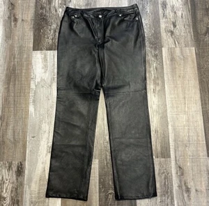 Newport News Leather Pants Black Womens Size 10T Mid Rise Lined Zip Fly Pockets - Picture 1 of 9