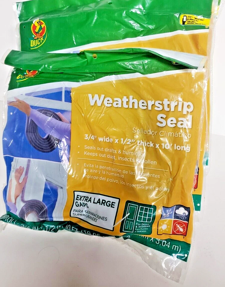 Duck Weatherstrip Seal - 3/4 Inch x 1/2 Inch x 10 Feet - 2 Rolls Each - Image 1 of 1